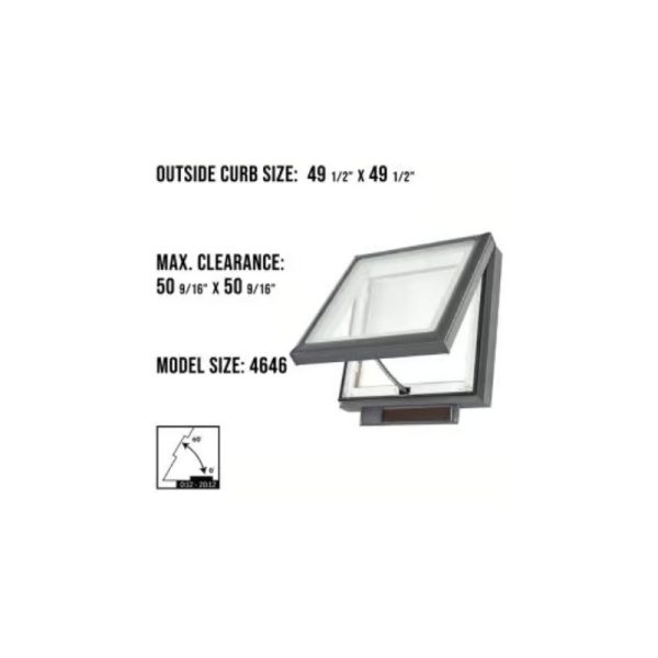Velux VCS 4646 Solar Venting Curb Mount Skylight with Solar Room Darkening Shade White - Image 3