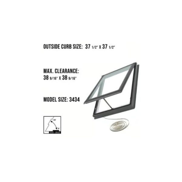 Velux VCE 3434 Electric Venting Curb Mount Skylight with Solar Room Darkening Shade White - Image 3