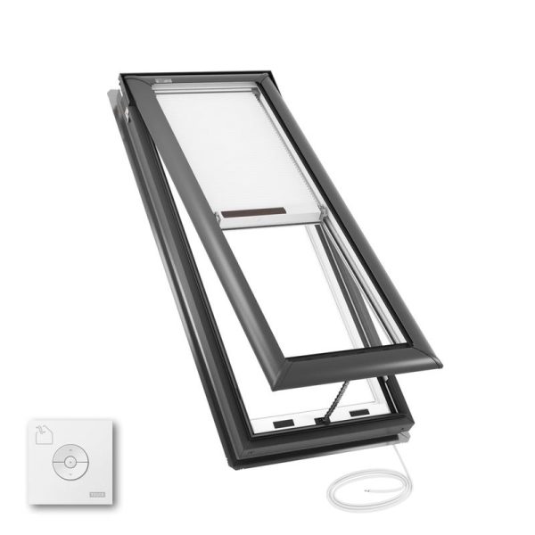 VELUX VSE C08 Electric Venting Deck Mount Skylight with Solar Room Darkening Shade White