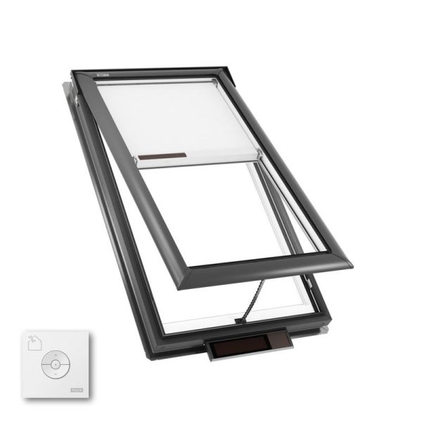 Velux VSS M08 Solar Venting Deck Mount Skylight with Solar Room Darkening Shade White