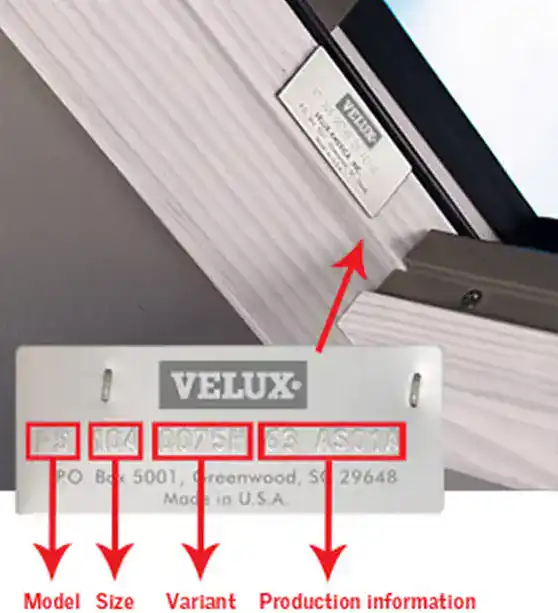 VELUX Skylights Product ID Tag