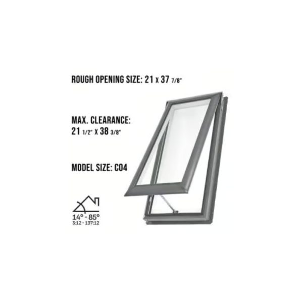 Velux VS C04 Manual Venting Deck Mount Skylight with Solar Room Darkening Shade White - Image 3