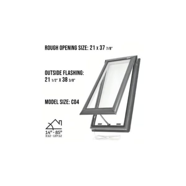 VELUX VSE C04 Electric Venting Deck Mount Skylight with Solar Room Darkening Shade White - Image 3