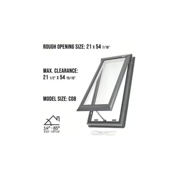 VELUX VSE C08 Electric Venting Deck Mount Skylight with Solar Room Darkening Shade White - Image 3