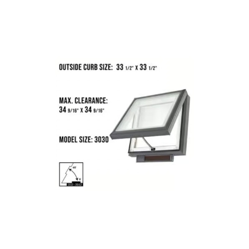 VELUX VCS 3030 Solar Venting Curb Mount Skylight with Solar Room Darkening Shade White - Image 3