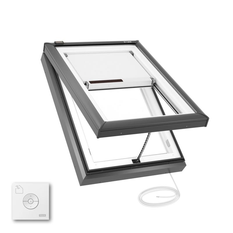 VELUX VCE 3046 Electric Venting Curb Mount Skylight with Solar Room Darkening Shade White