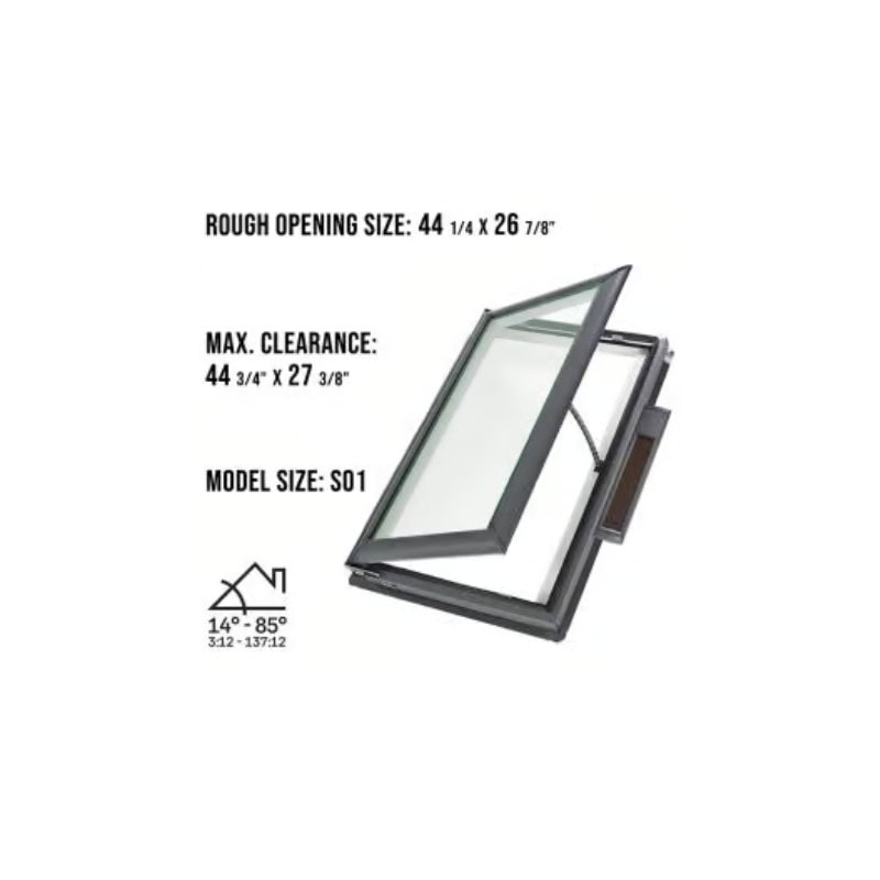 VELUX VSS S01 Solar Venting Deck Mount Skylight with Solar Room Darkening Shade White - Image 3
